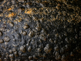 Texture crust skin of charcoal black bread.