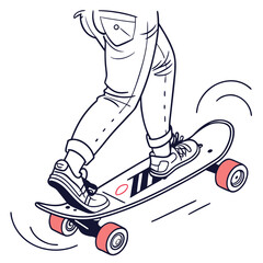 Skateboarder riding with coral wheels person legs