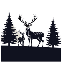 Elegant Deer Silhouette Vector Icon for Wildlife, Forest Animal, Hunting, and Nature Design Projects in Minimal Style