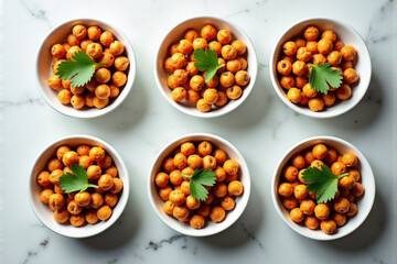 Healthy Meal Prep Flat Lay with Balanced Portions in Reusable Containers