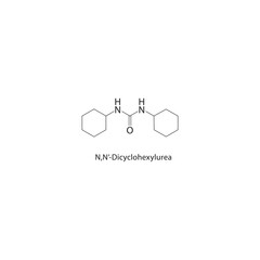 N,N’-Dicyclohexylurea skeletal structure. urea derivative compound schematic illustration. Simple diagram, chemical formula.