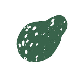 Doodle ripe avocado with green peel. Icon of organic vegetable or fruit for proper nutrition. Healthy farm food, natural eating. Flat isolated hand drawn vector illustration on white background