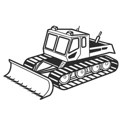 Snow groomer vehicle with plow and tracks machine transport