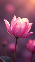 Fototapeta premium Delicate pink petals, ethereal glow, slow descent , slow motion, design