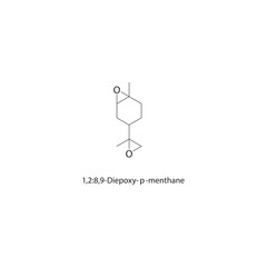Fototapeta premium 1,2:8,9-Diepoxy-p-menthane skeletal structure. epoxide compound schematic illustration. Simple diagram, chemical formula.