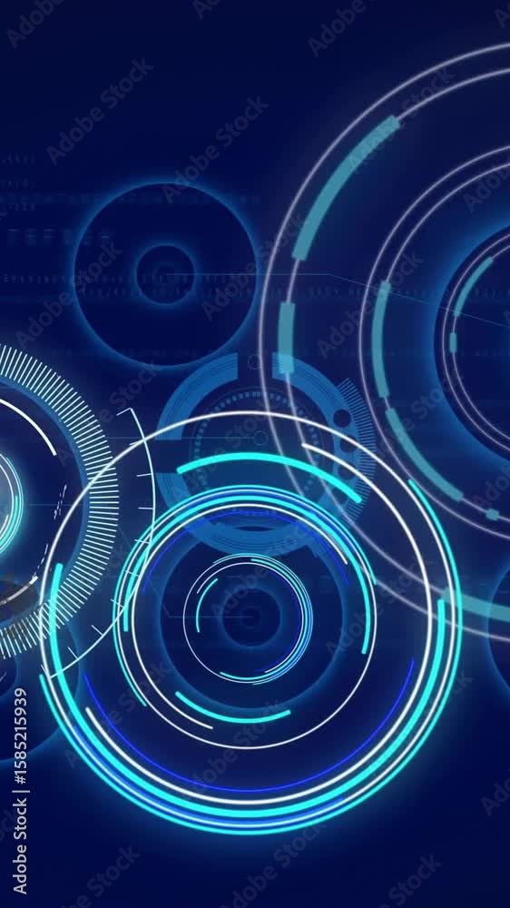 Poster animation of scopes and data processing over globe