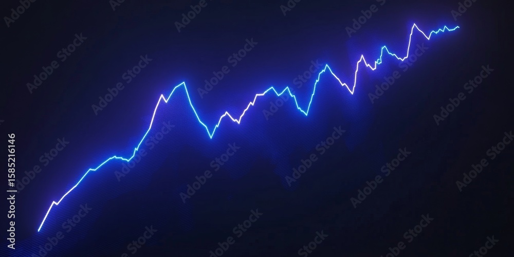 Poster cyan line growth visualization on dark indigo background for data analysis and presentation use