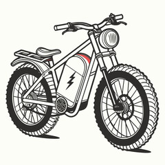 Fototapeta premium Rugged electric motorcycle with thick tires and battery fat tire bike off road
