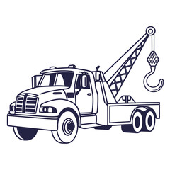 Naklejka premium Tow truck with hook crane vehicle