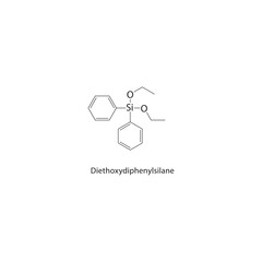 Diethoxydiphenylsilane skeletal structure. arylsilane compound schematic illustration. Simple diagram, chemical formula.
