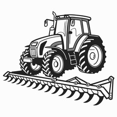 Tractor with agricultural plow farm agriculture