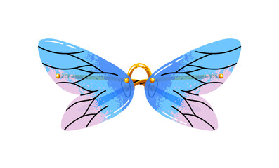 Cute sunglasses with butterfly shape of lenses. Fashion eyeglasses for kids. Stylish sun shades with funky form of glasses. Eyewear, summer accessory. Flat isolated vector illustration on white