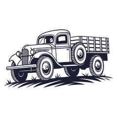 Vintage truck illustration on white background retro truck