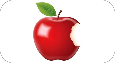 A vibrant red apple with a bite taken, showcasing freshness and natural appeal, suitable for a food or healthy eating concept or illustration.