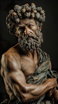 Ancient Statue of Bearded Man in Cinematic Video