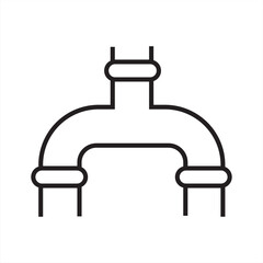 Outline icon of water pipe for plumbing and construction infrastructure. Editable stroke. vector illustration