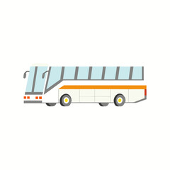 White and orange coach bus with large windows transportation travel