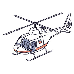 White helicopter with blue interior and orange stripe aircraft aviation