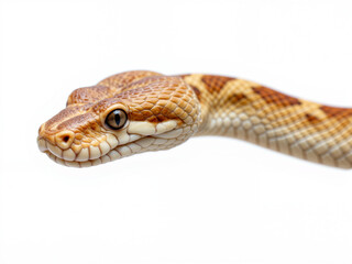 Fototapeta premium Brown snake with patterned scales against white background 