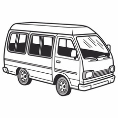 White minibus vehicle with dark windows and wheels transport travel