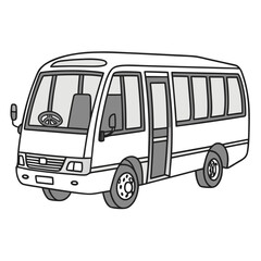 White minibus with open door and tinted windows transport vehicle