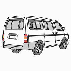 White passenger van with tinted windows and grey trim white van vehicle