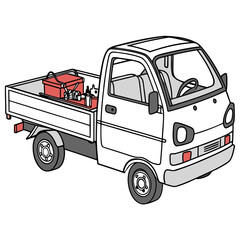 White utility truck with red cargo small truck white truck