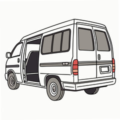 White van with open door and tinted windows vehicle transportation