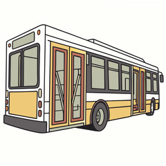 Yellow and white city bus with multiple doors public transport transportation