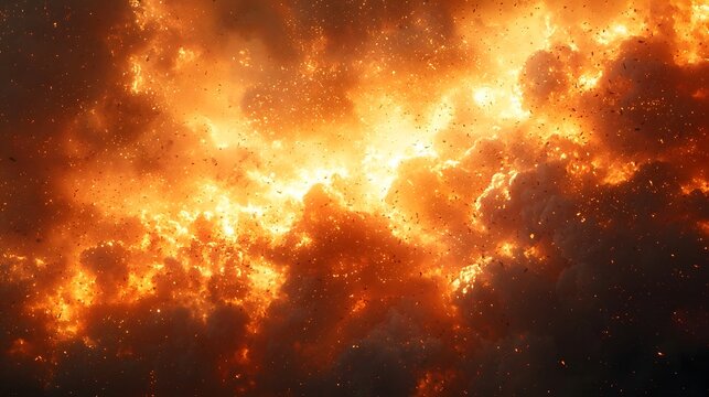 Raging fire and brimstone in an apocalyptic sky