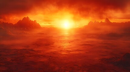 Desolate landscapes under blood red skies create a haunting and eerie end of world atmosphere