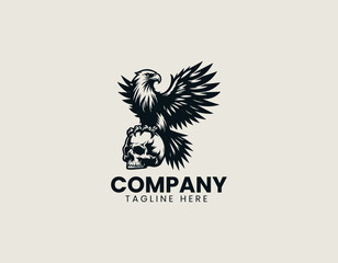 Naklejka premium Powerful Eagle Perched Skull Dominance Freedom Strength Vector Logo Design