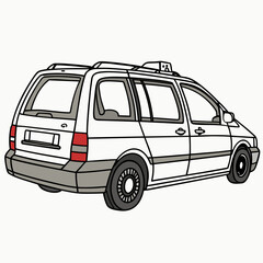 White taxi van with roof rack vehicle transportation
