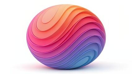 3D Abstract Gradient Sphere with Wavy Layers