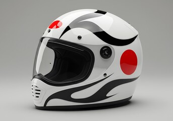 Fototapeta premium Sleek Motorbike Helmet with Retro Design and Custom Paint Scheme Accessory