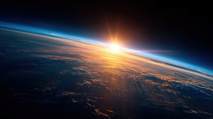 Stunning Sunrise over Earth From Space A Breathtaking View of Planet Earth's Atmosphere and Clouds