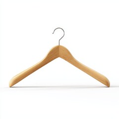 Elegant Light Wooden Clothes Hanger Isolated on White Background Perfect for Fashion Retail and Apparel Advertising