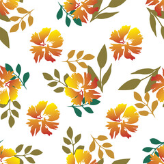 Cute vector floral seamless pattern. Colorful flowers background. Trendy repeat texture for fashion print, wallpaper or fabric