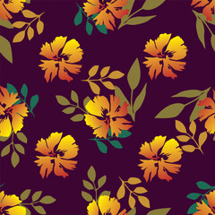 Cute vector floral seamless pattern. Colorful flowers background. Trendy repeat texture for fashion print, wallpaper or fabric