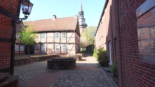 Historic city center of Stade, Lower Saxony, Germany. small town.