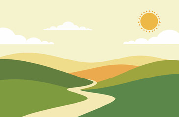 Obraz premium Minimalist Landscape with Hills and Trees