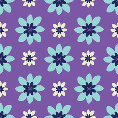 Cute vector floral seamless pattern. Colorful flowers background. Trendy repeat texture for fashion print, wallpaper or fabric