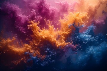 ia generated. Abstract Cosmic Cloud of Vibrant Colors and Particles.  Swirling abstract clouds of pink, gold, and blue particles on a dark background.



