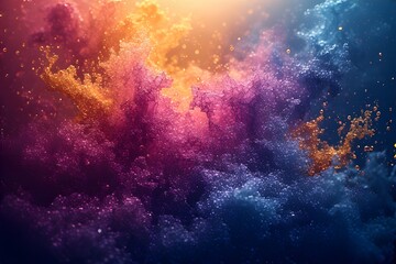 ia generated. Abstract Cosmic Cloud of Vibrant Colors and Particles.  Swirling abstract clouds of pink, gold, and blue particles on a dark background.



