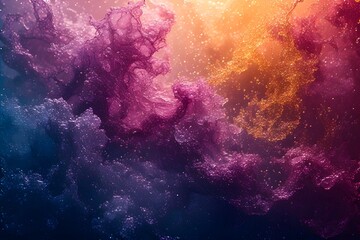 ia generated. Abstract Cosmic Cloud of Vibrant Colors and Particles.  Swirling abstract clouds of pink, gold, and blue particles on a dark background.



