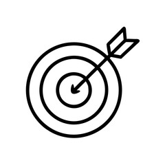 Target icon with arrow hitting the center of concentric circles  