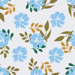 Hand drawn flowers. Seamless background with abstract cute flowers. Vector design ornament for paper; cover; fabric; interior decor; textile; fabric; wallpaper; surface design; label; packaging