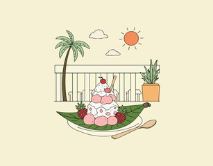 Tropical Dessert Illustration