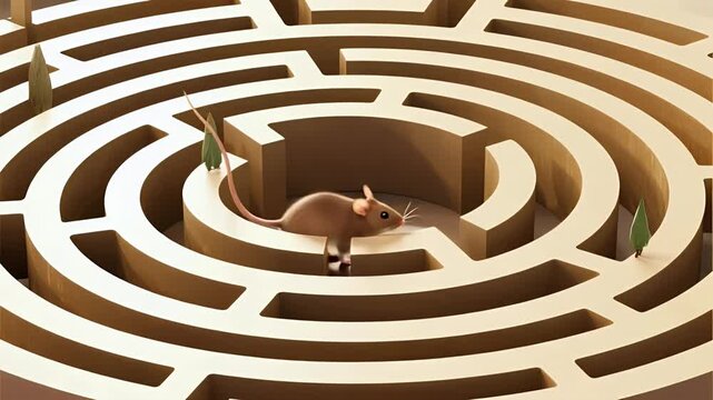 Mouse Navigating a Wooden Maze: A Journey of Discovery