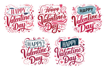 Obraz premium Happy valentines day lettering with hearts valentine day
